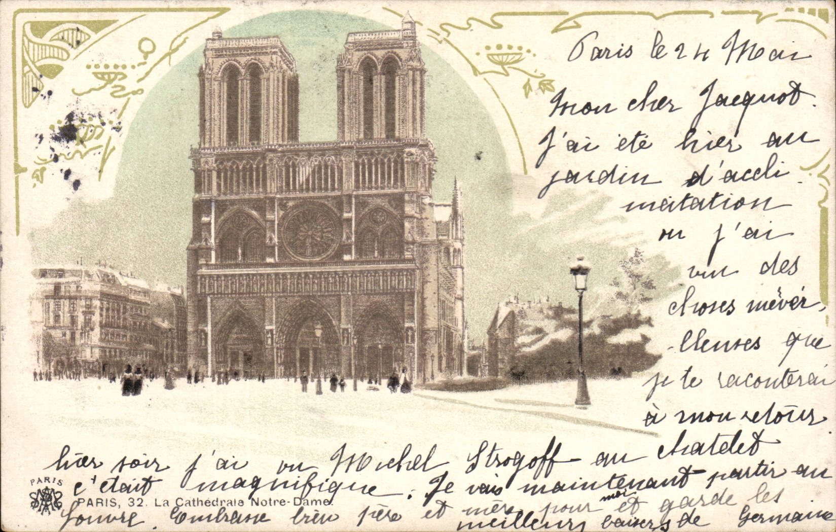 Paris - 4 - Notre Dame - beautiful border - CPA 