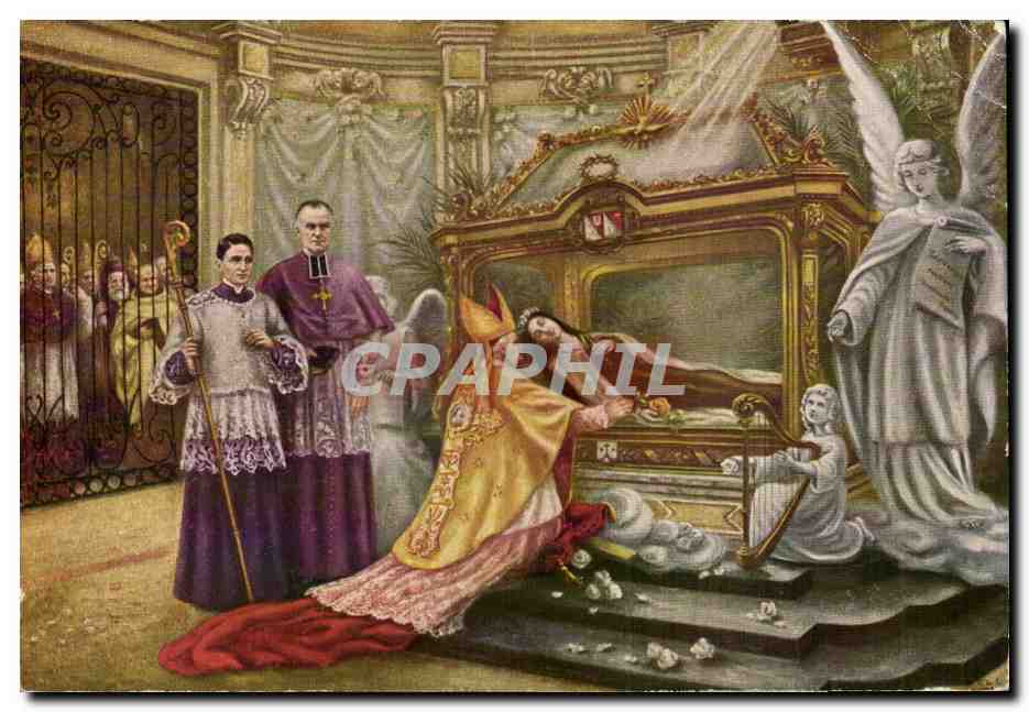CPA Fantaisie Devant la chasseSte Therese de l'enfant Jesus le 30 septembre 1925 Le cardinla Vico legat du pape Rose D'o