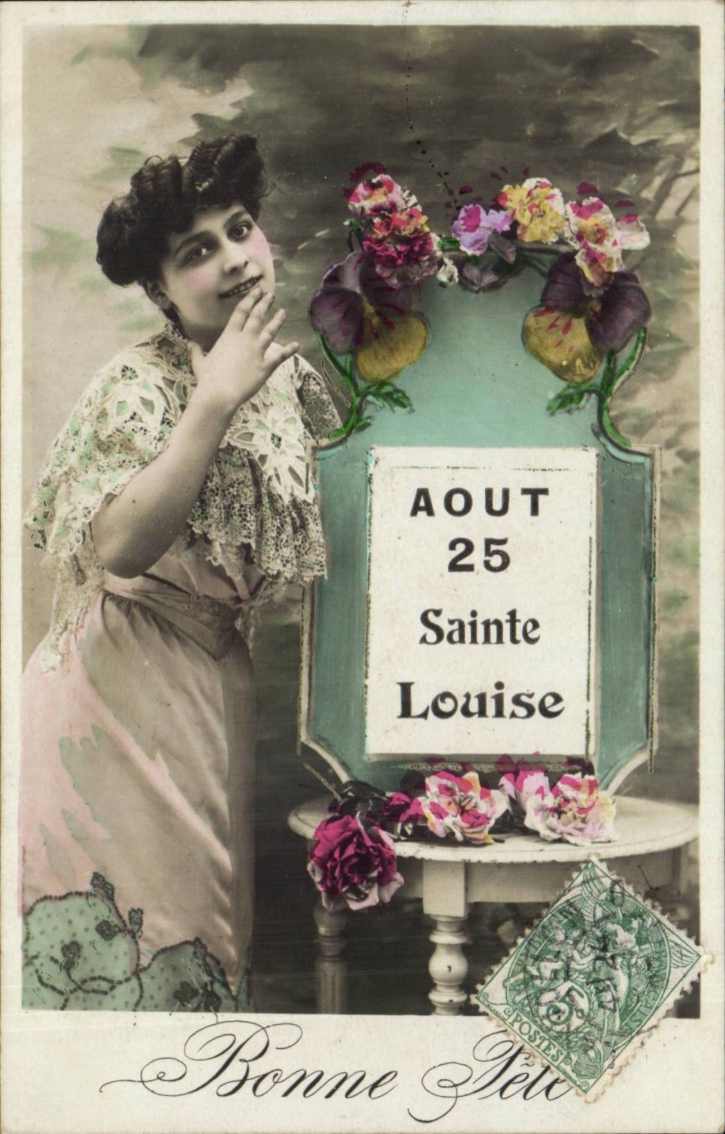 Mujer en vestido de encaje — Santa Louise — editor 'Bonne Télé' n°25