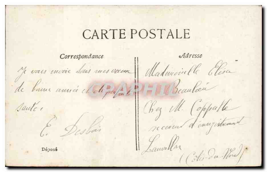 Homme en costume de soirée — souhait de bonne année — ELD, n°108 — Verso