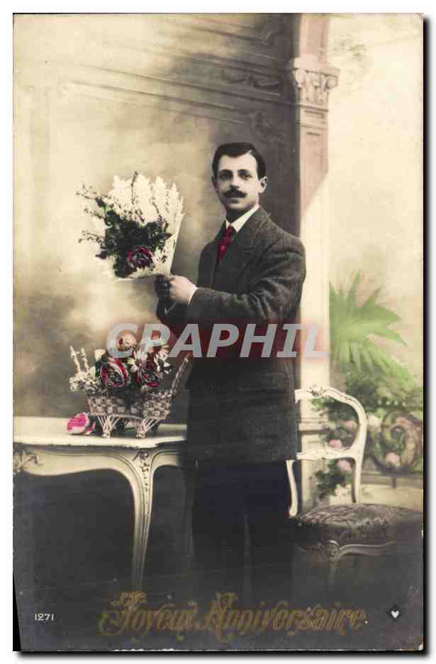 CPA Fantaisie Homme Joyeux anniversaire