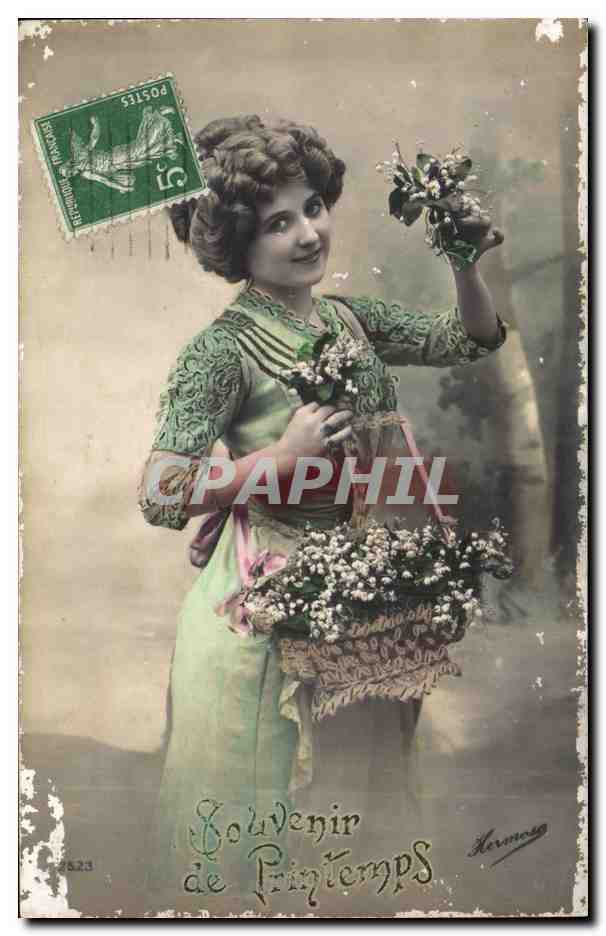 CPA Fantaisie Femme Souvenir du printemps