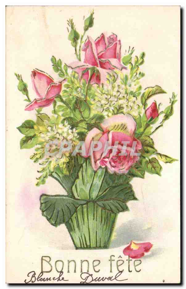 CPA Fantaisie Fleurs Bonne fete