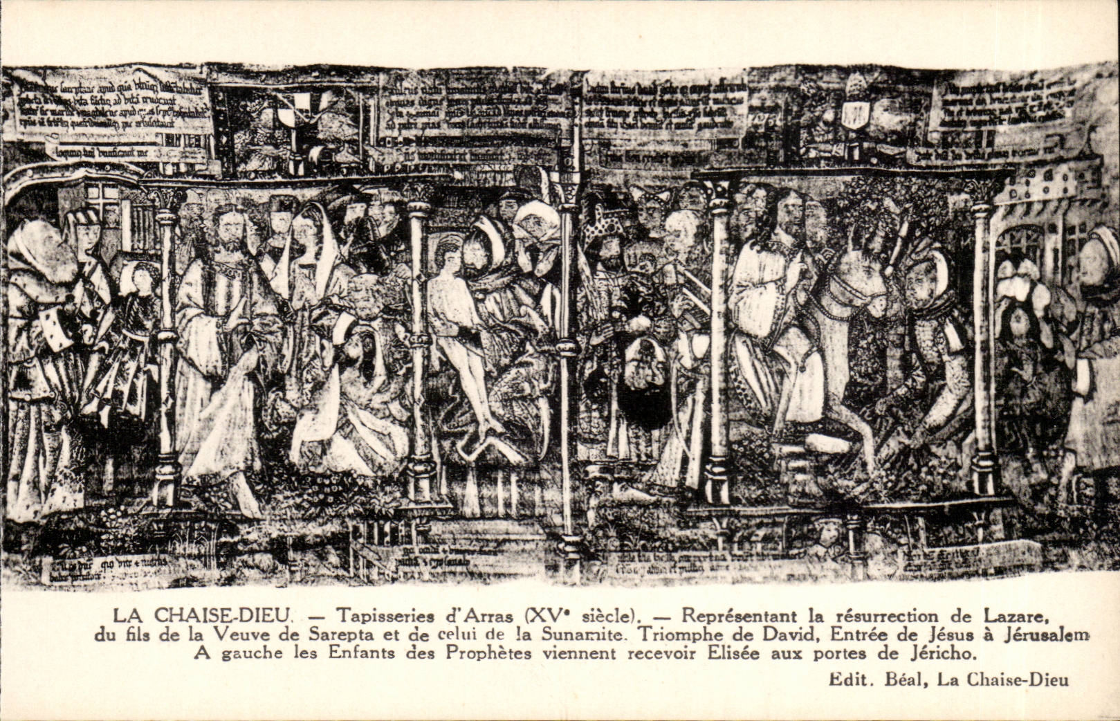 La Chaise-Dieu — Tapisseries d'Arras (XVe siècle) — Représentant la résurrection de Lazare, le triomphe de David, l'entrée de Jésus à Jéricho