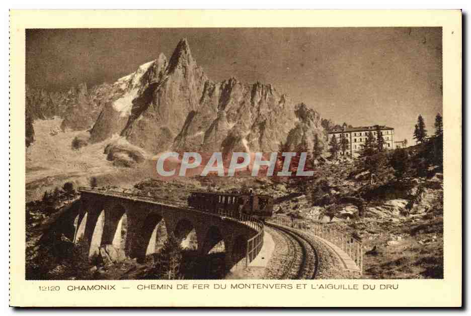 CPA Chamonix Chemin de fer du Montenvers et l'aiguille du Dru
