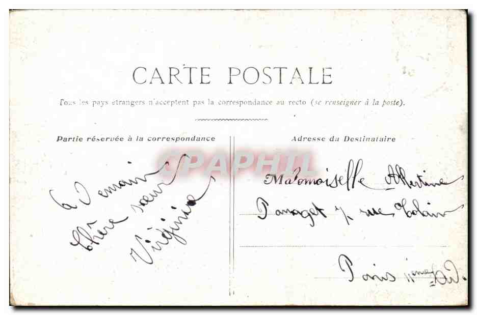 Paris CPA Les Champs Elysees — Verso
