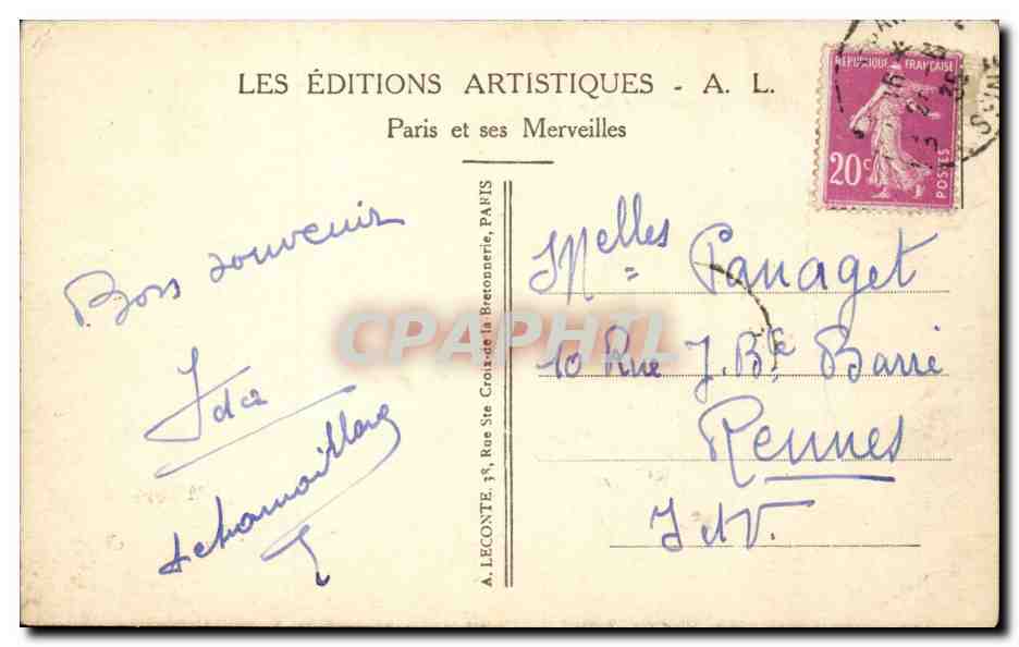 Paris CPA L'opera — Verso