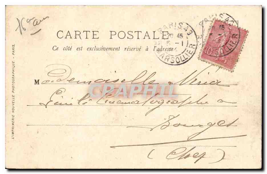 Paris CPA le Trocadero — Rückseite
