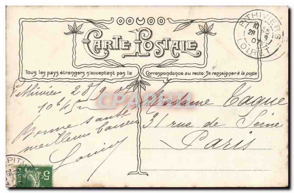 CPA Fantaisie Homme et femme l'amour loge au sixieme — Verso