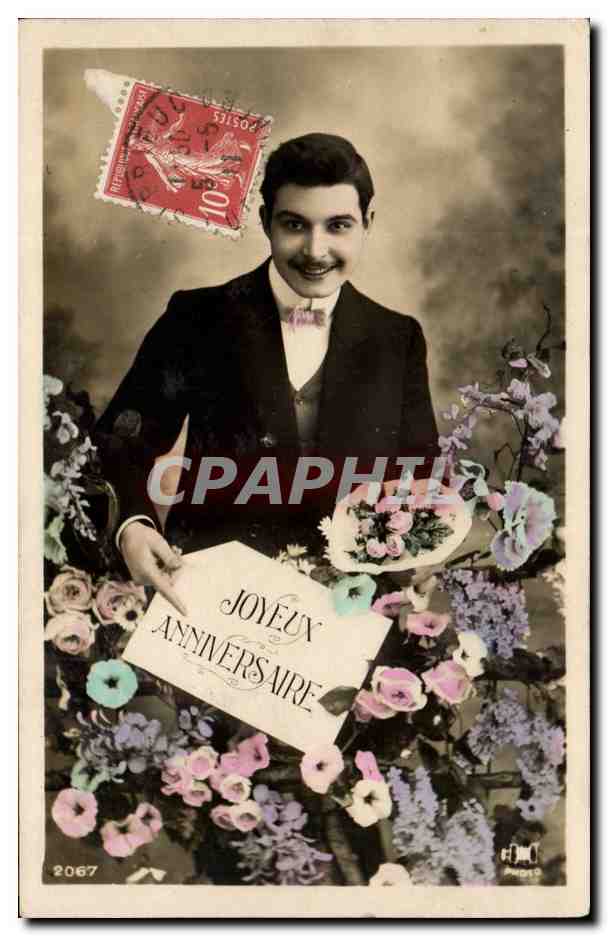 CPA Fantaisie Homme Joyeux anniversaire