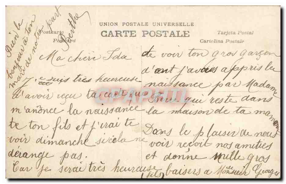 CPA Fantaisie Femme et Homme Enfant — Verso