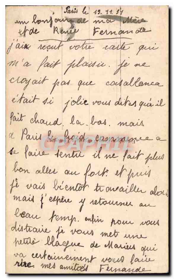 CPA Fantaisie Femme — Verso
