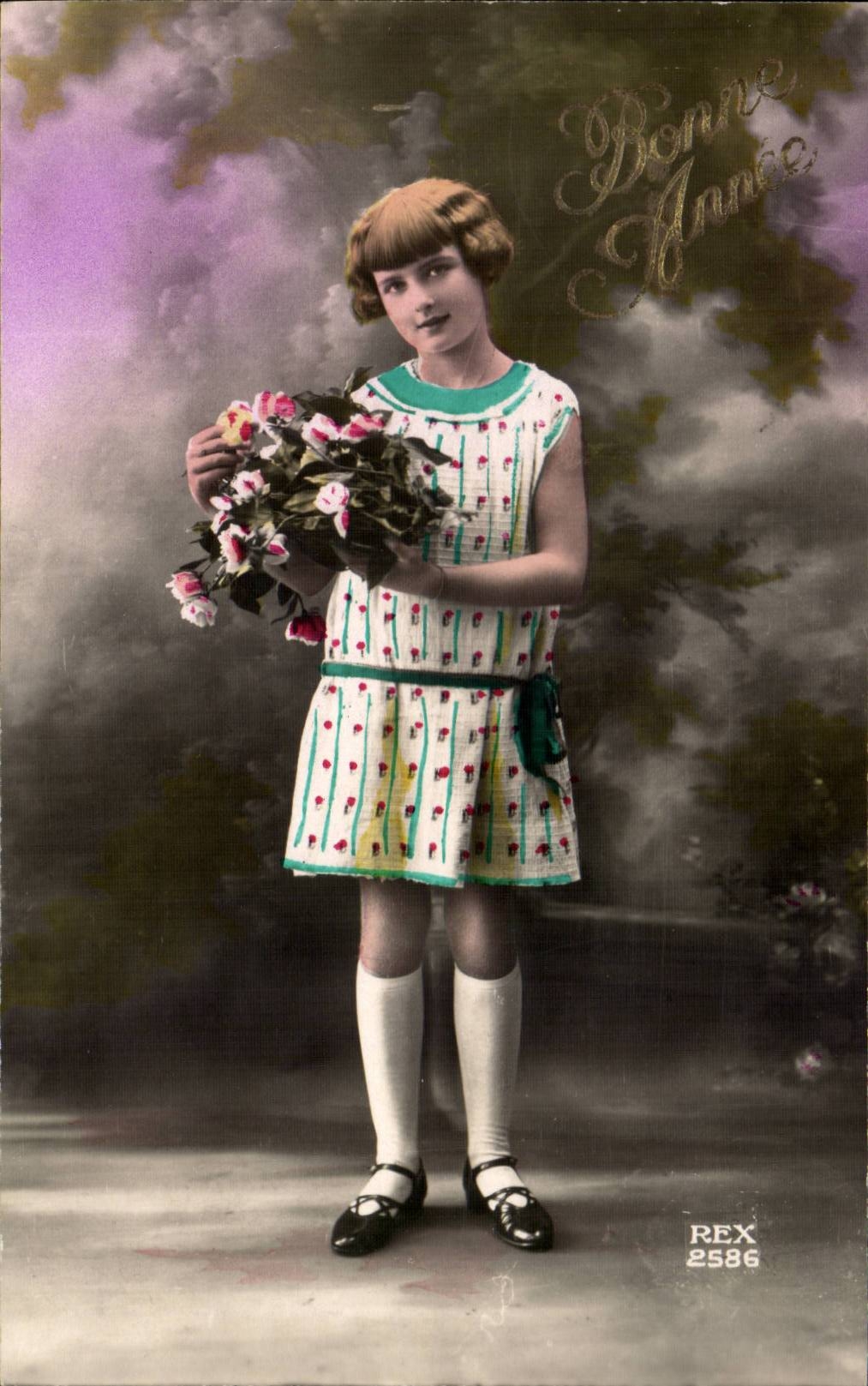 CPA Fantaisie Enfant Jeune fille Bonne annee