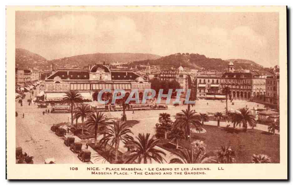 Nice CPA Place Massena le casino et les jardins