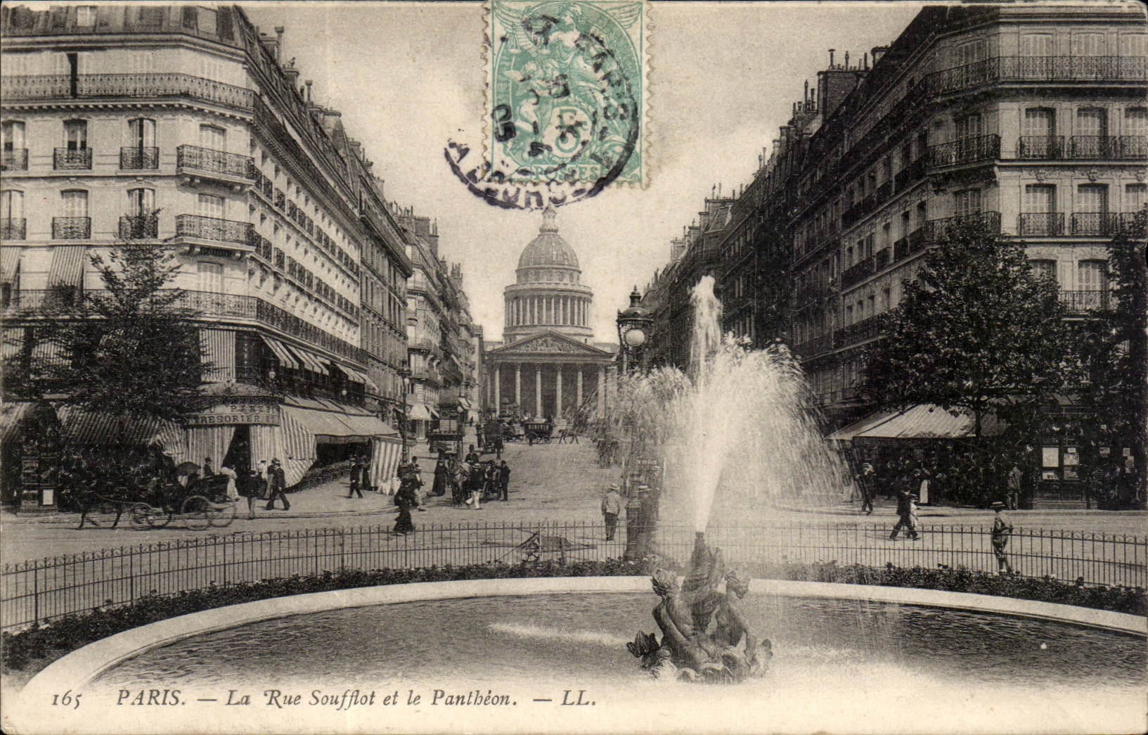 Paris CPA la rue Soufflot et le pantheon