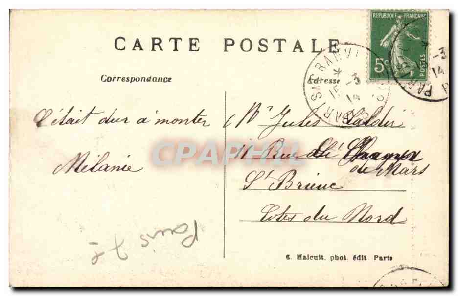 Paris CPA La tour Eiffel et la Seine — Rückseite