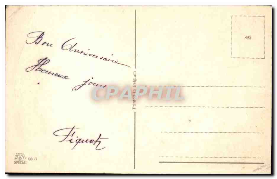 CPA Fantaisie Fleurs Rose Heureux anniversaire — Verso