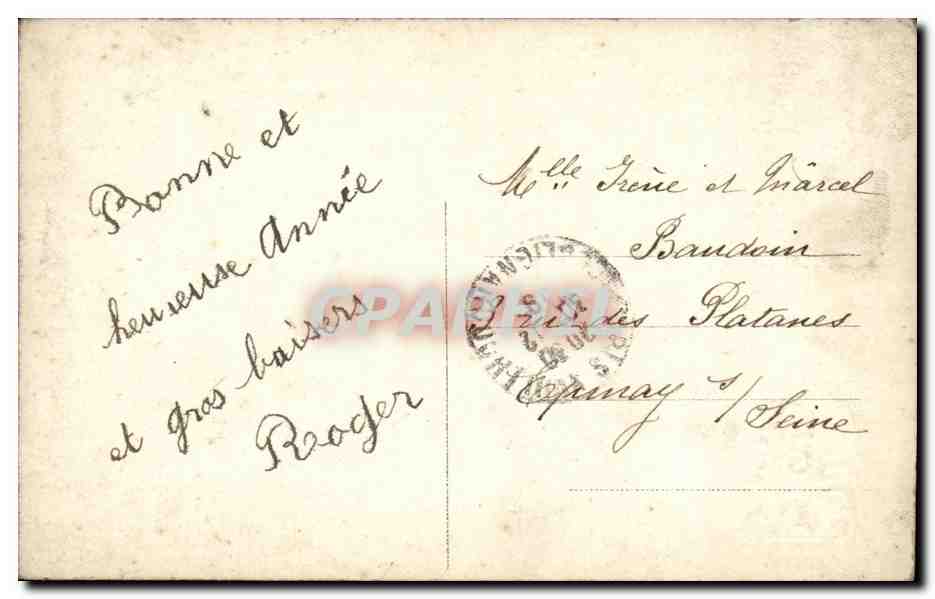 CPA Fantaisie Enfant Bonne annee — Verso