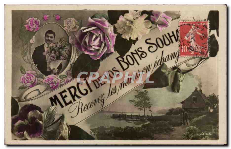 CPA Fantaisie Merci de vos bons souhaits