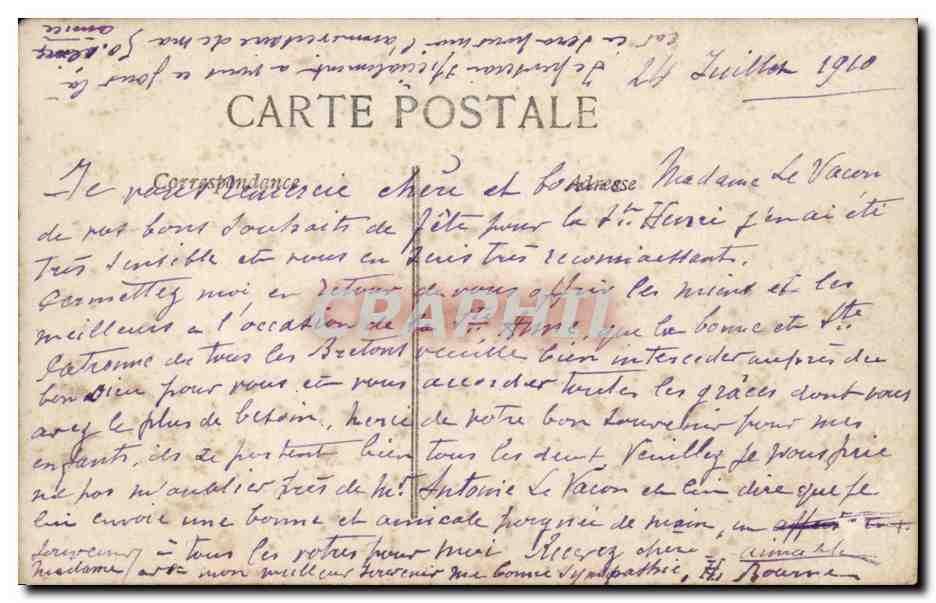 CPA Fantaisie Merci de vos bons souhaits — Rückseite