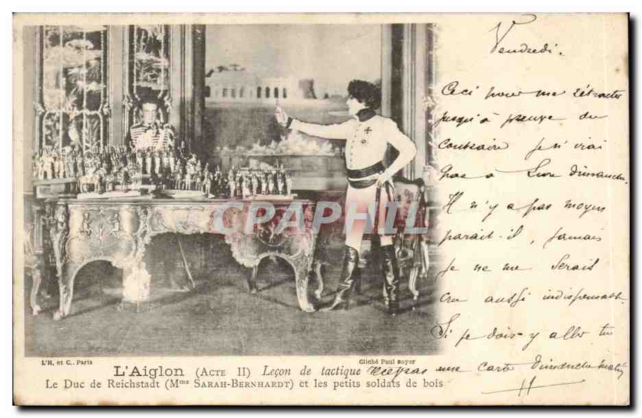L'Aiglon (Acte II) — Leçon de tactique (Mme Sarah Bernhardt) et les petits soldats de bois — L'H. et C., Paris