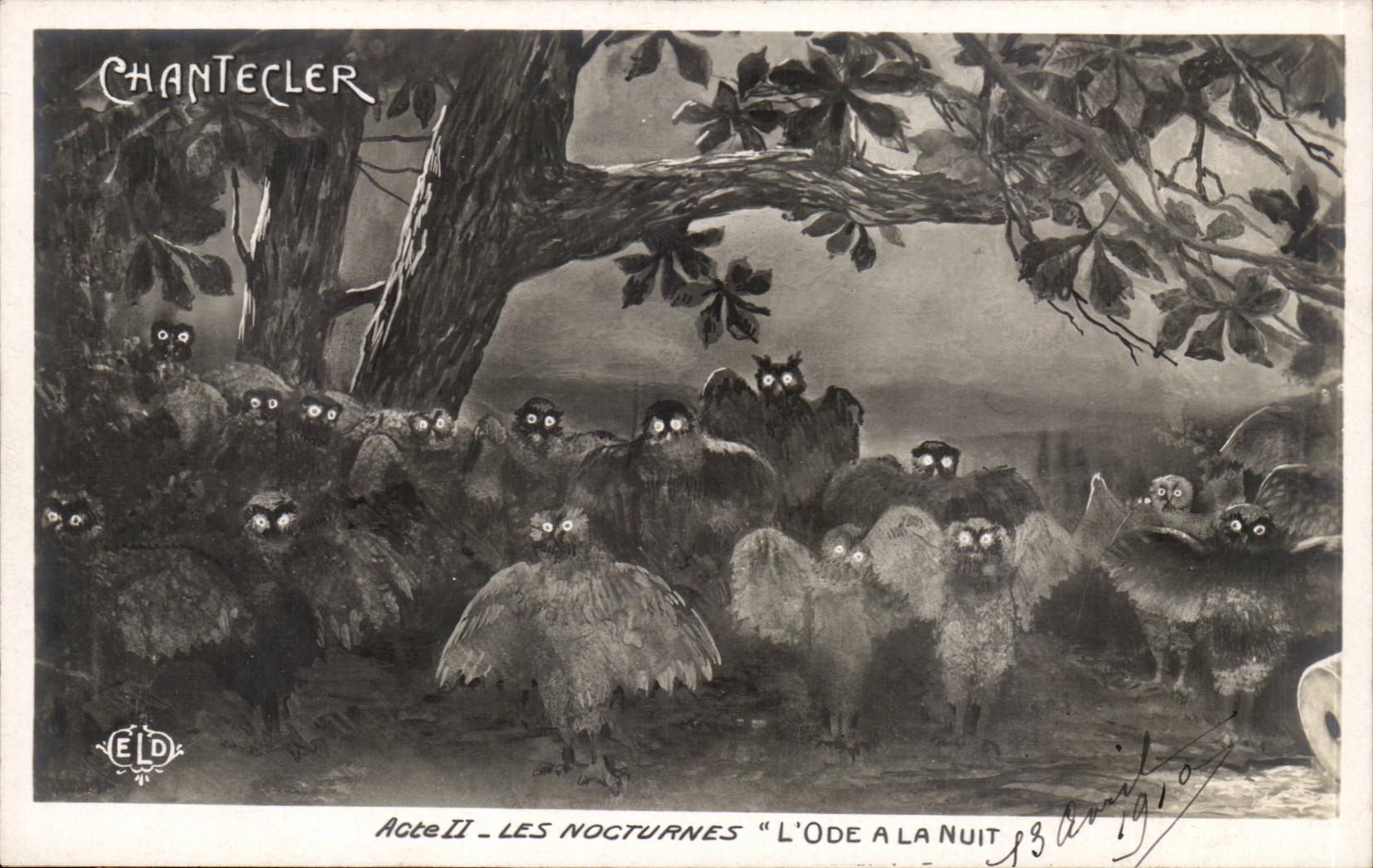 CPA Fantaisie Chantecler Acte III les nocturnes L'ode a la nuit