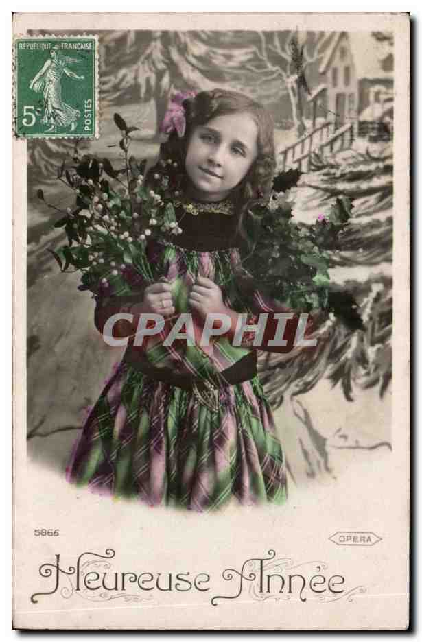 CPA Fantaisie Enfant Heureuse annee