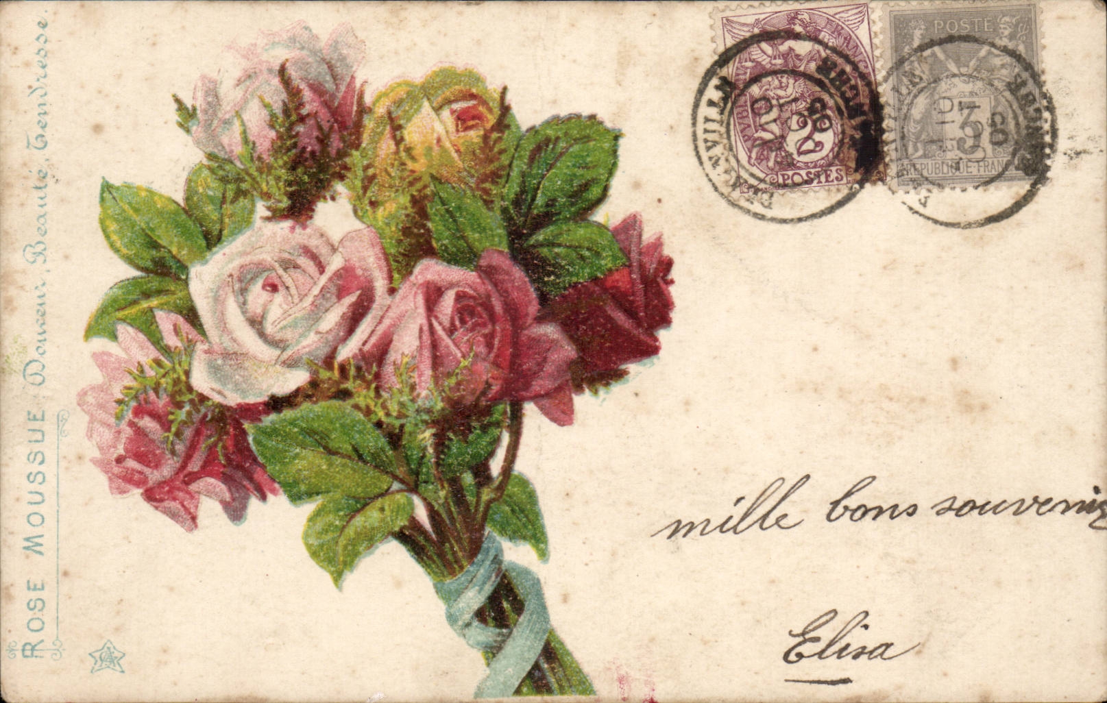 CPA Fantaisie Bouquet de fleurs