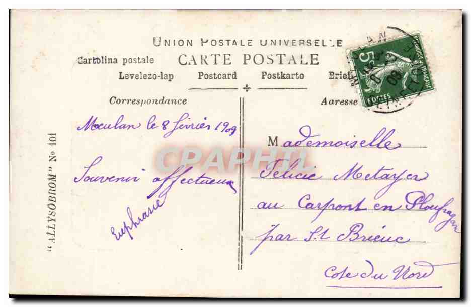 CPA Fantaisie Paysage — Verso