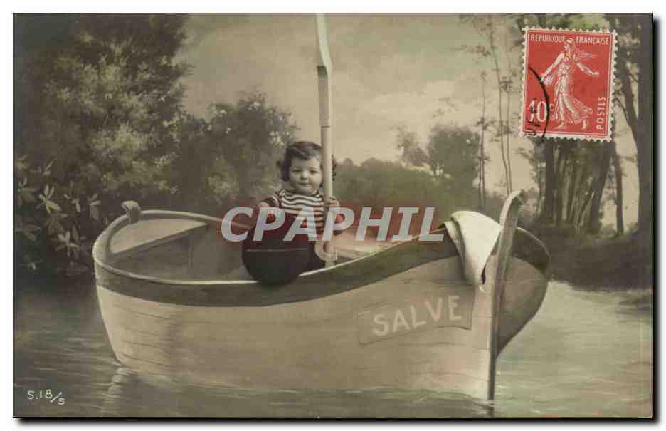 CPA Fantaisie Enfant Barque Salve