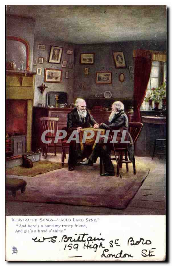 CPA Fantaisie Illustrated songs Auld Lang Syne 