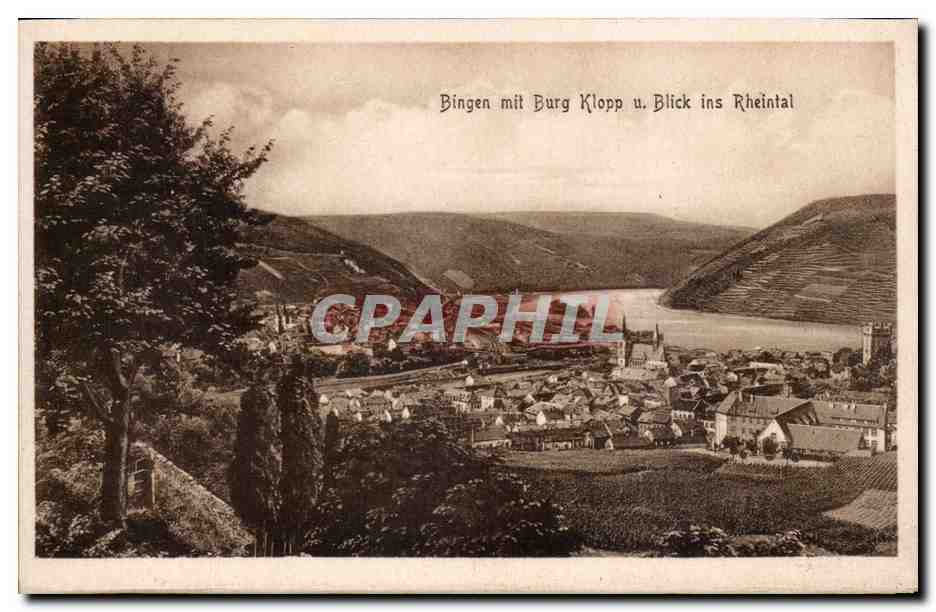 CPA Bingen mit Burg Klopp u Blick ins Rheintal