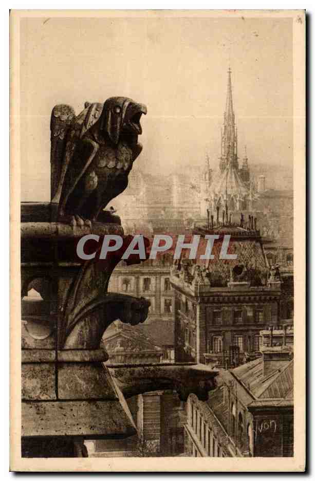 Paris CPA Notre Dame Chimere et Sainte Chapelle