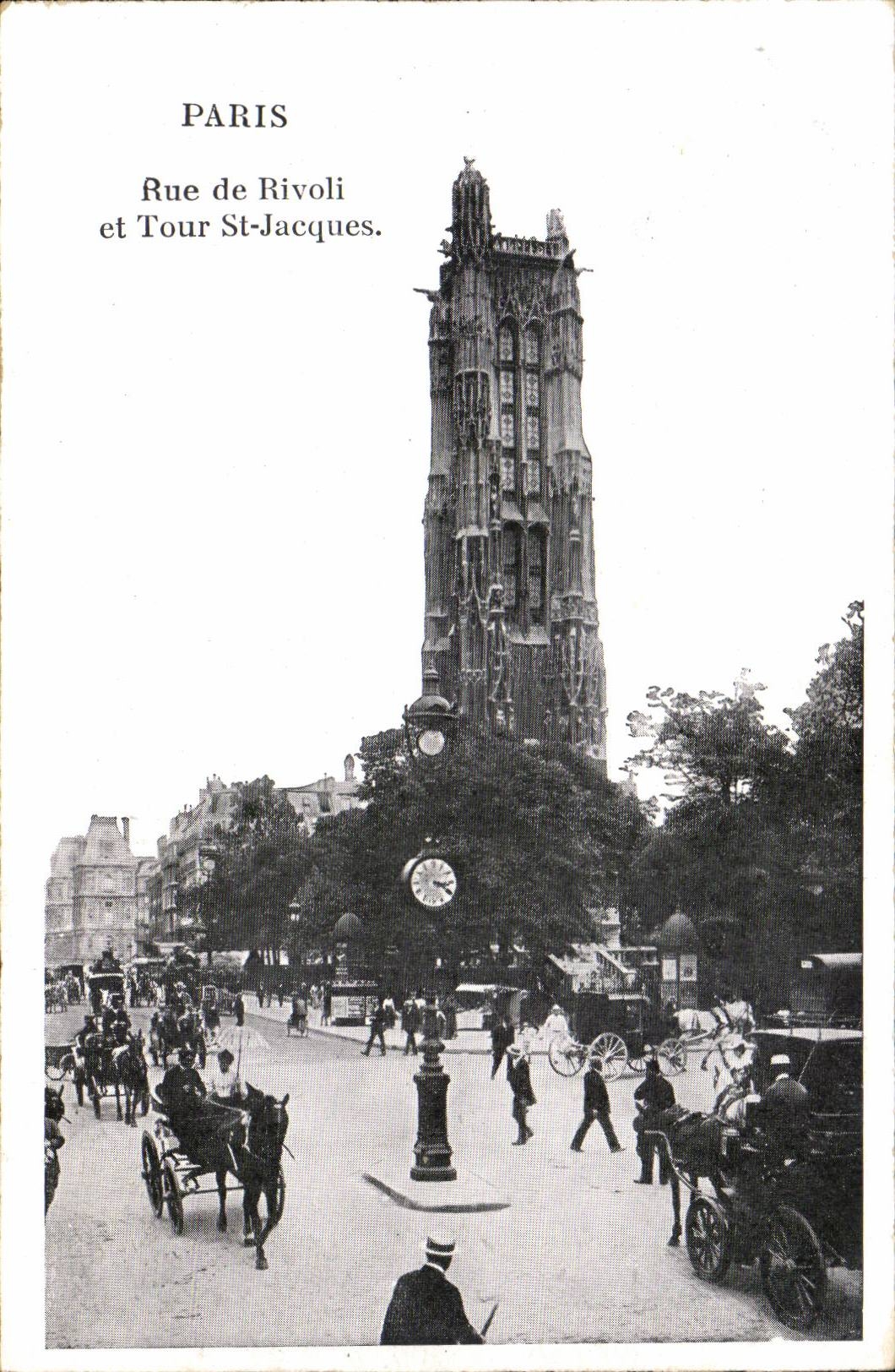 Paris CPA Rue de Rivoli et Tour St Jacques