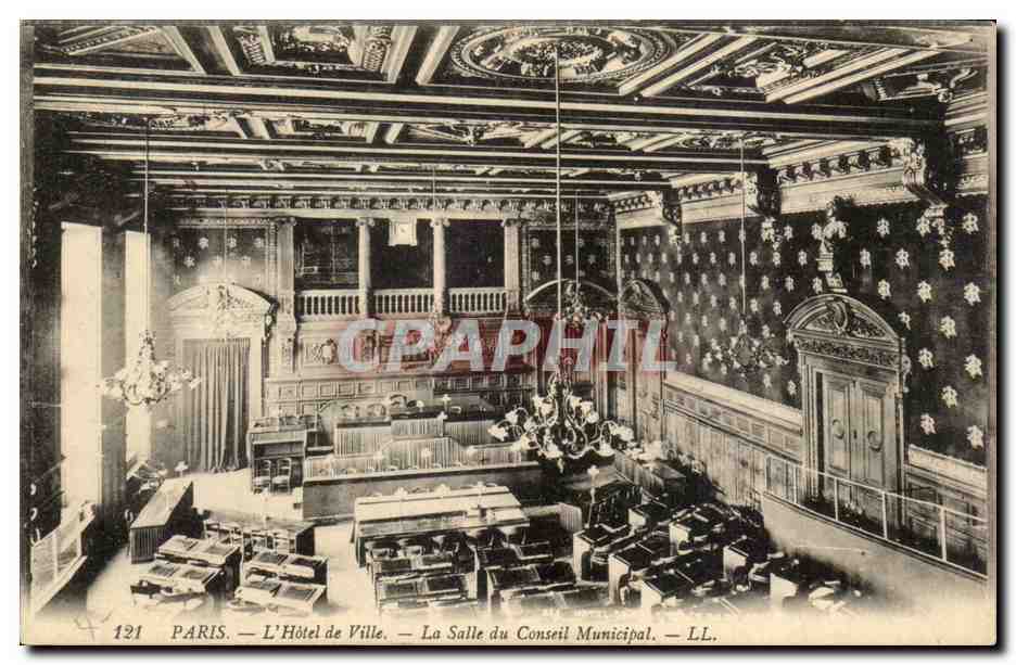 Paris CPA L'hotel de ville La salle du conseil municipal