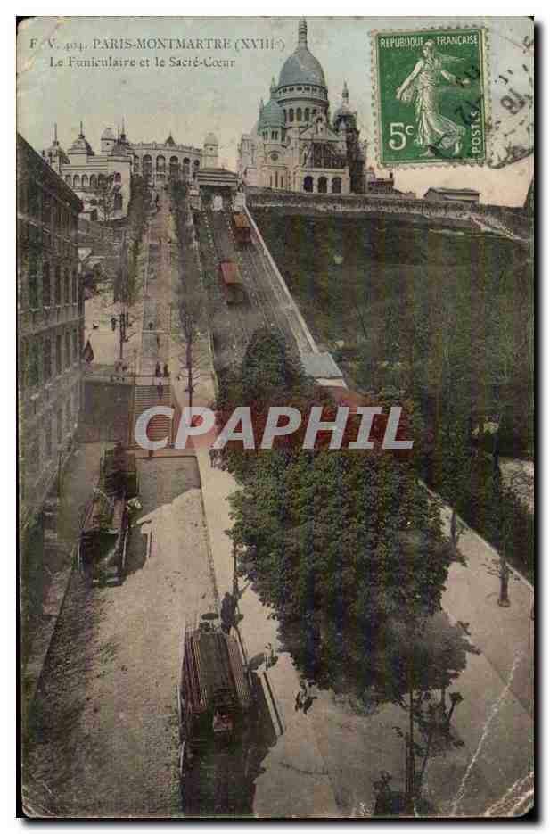 Paris CPA Le Sacre Coeur Montmartre Le funiculaire et le SAcre Coeur