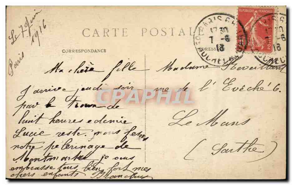 Paris CPA Le Sacre Coeur de Montmartre — Rückseite