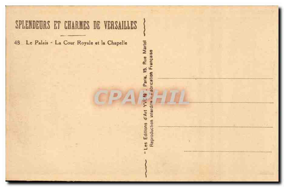 Palais de Versailles — La Cour Royale et la Chapelle — Les Éditions d'Art YVCN, Paris — Reverso
