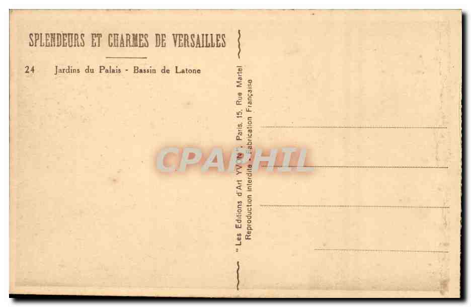 Versailles CPA Jardins du palais Bassin de Latone — Rückseite