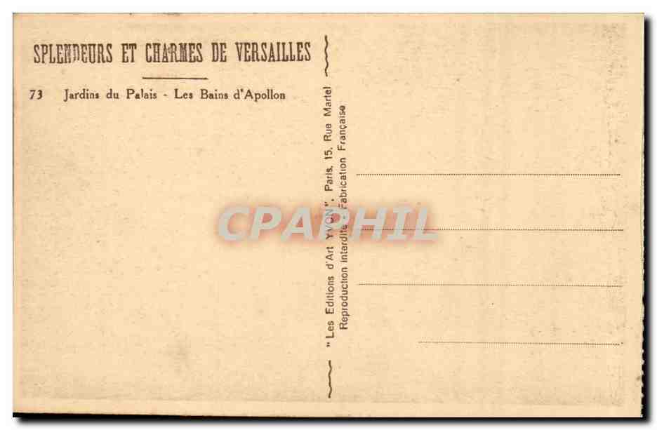 Versailles CPA Jardins du palais Les bains d'Apollon — Back