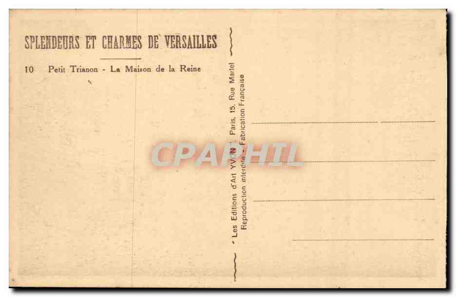 Versailles CPA Petit Trianon La maison de la reine — Verso