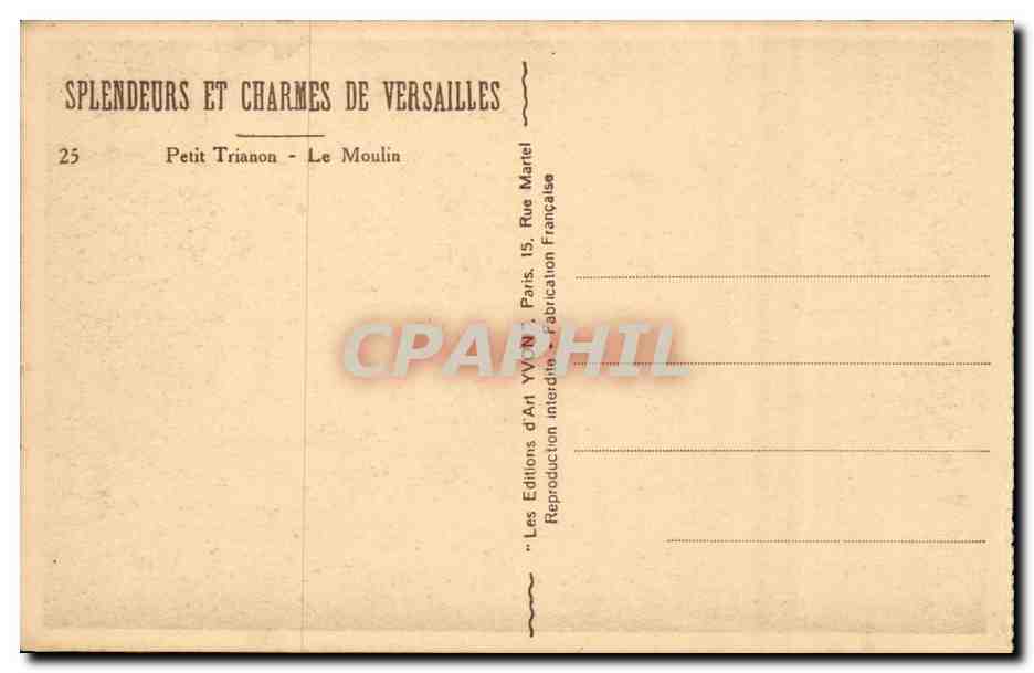 Versailles CPA Petit Trianon Le mouli (mill) — Verso