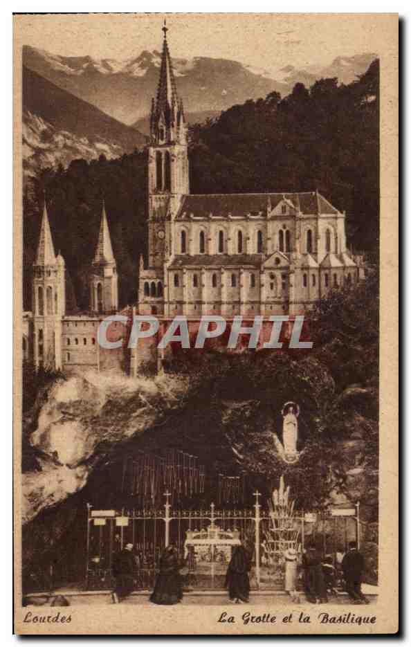 Lourdes CPA La grotte et la basilique