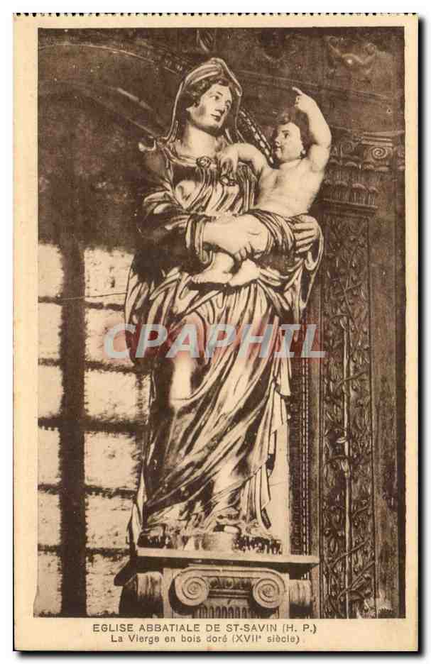 Église abbatiale de St-Savin — La Vierge en bois doré (XVIIe siècle) — H. P.