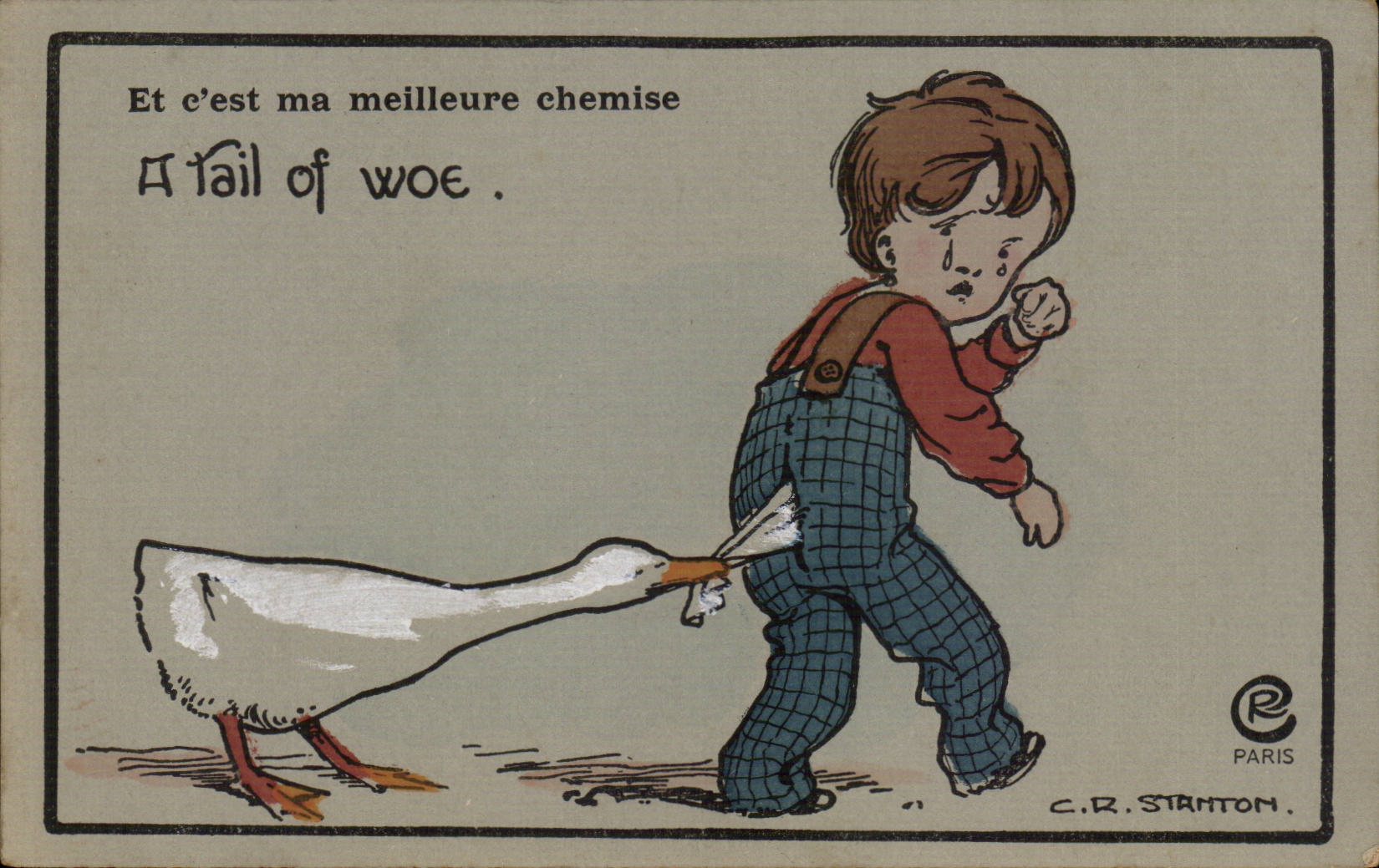 CPA Fantaisie Stanton Enfant Et c'est ma meilleure chemise Oie Geese