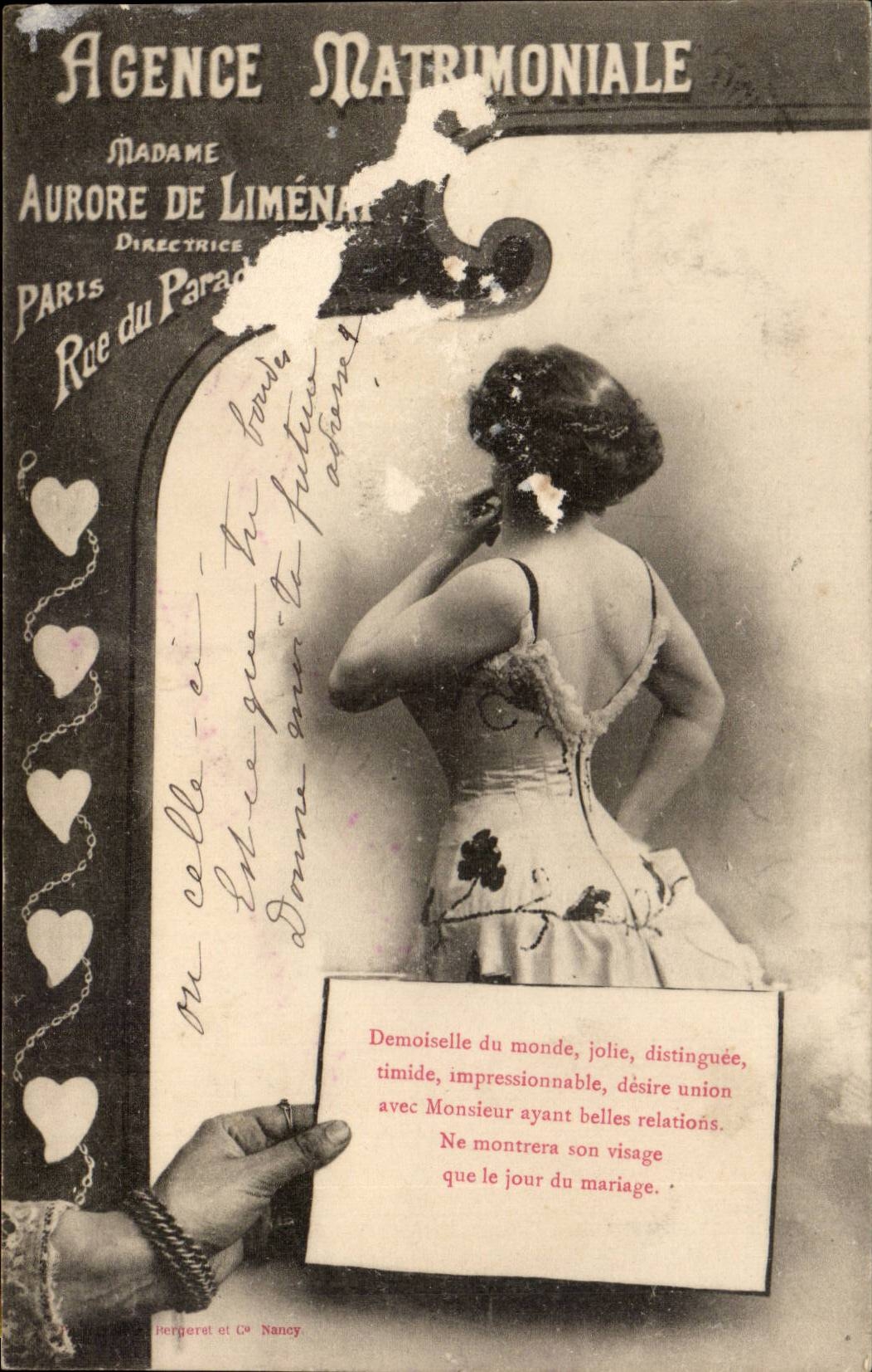 CPA Fantaisie Femme Agence matrimoniale