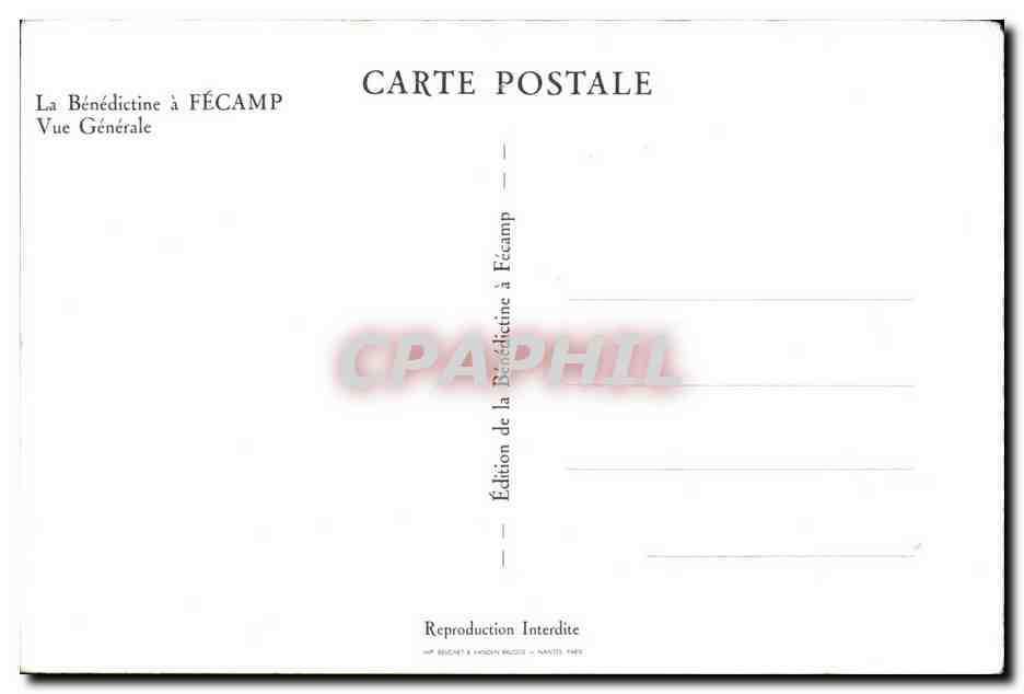 CPA Fantaisie La Benedictine a Fecamp Vue generale — Verso