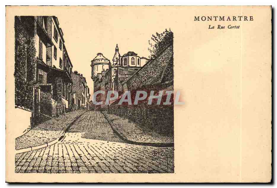 CPA Fantaisie Paris Montmartre La rue Cortot