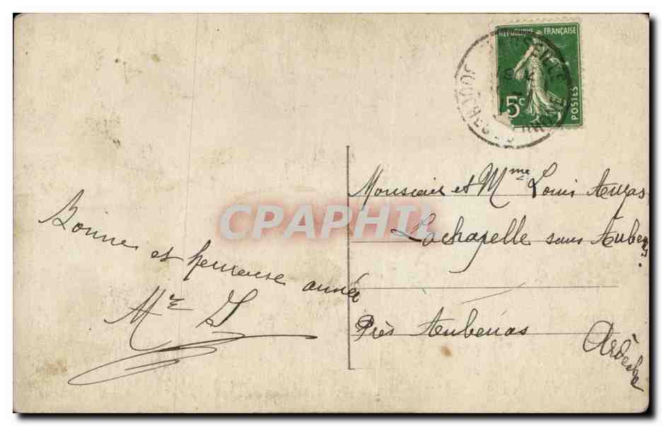 Femme en robe rose avec couronne de fleurs — Gage d'une amitié sincère — Éditeur Lalas, n° 7547 — Back