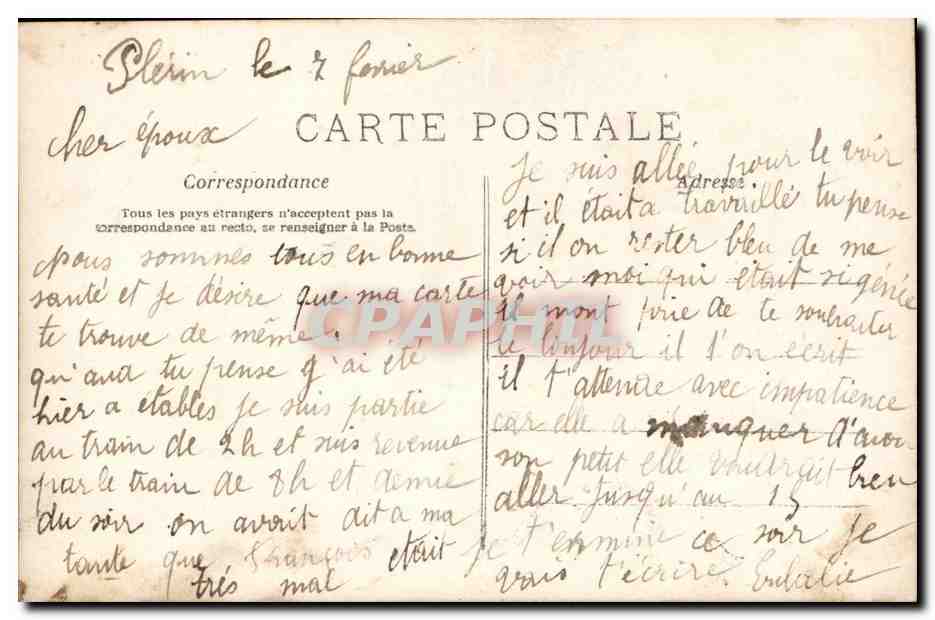 Joven mujer con flores de peral — A.N. PARIS, n° 555 — Reverso